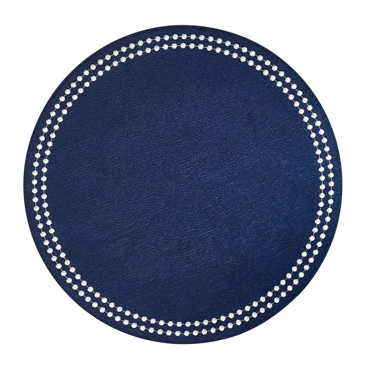 Pearls 15-Inch Round Embroidered Placemats Set of 4