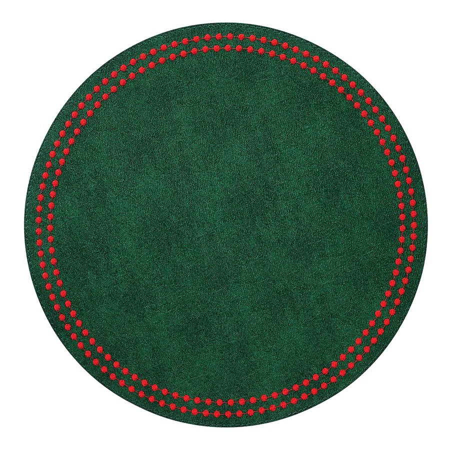 Pearls 15-Inch Round Embroidered Placemats Set of 4