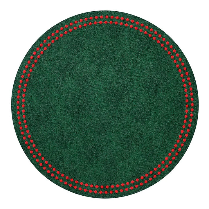 Pearls 15-Inch Round Embroidered Placemats Set of 4