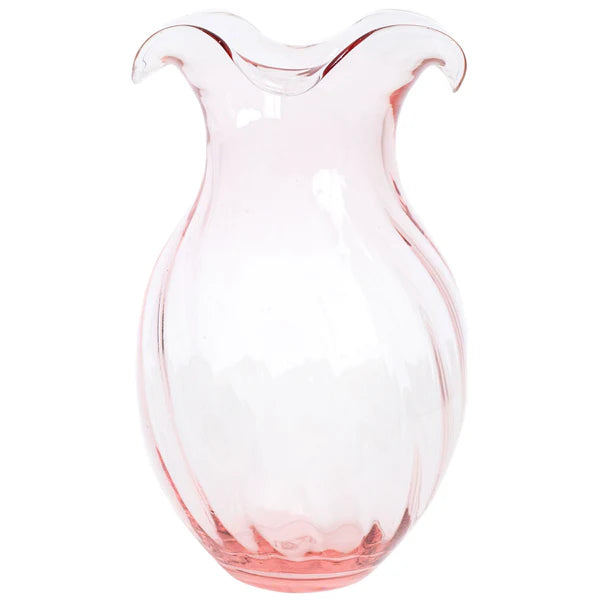 Hibiscus Glass Fluted Vase - Pink