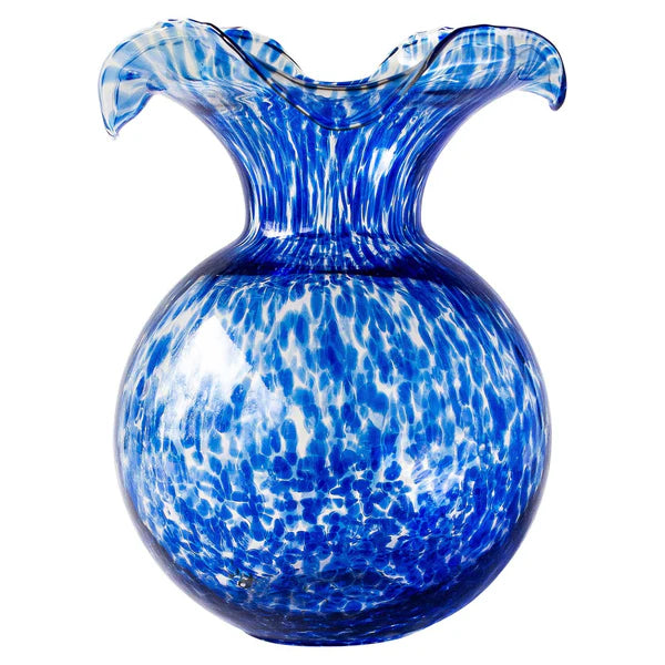 Hibiscus Glass Fluted Vase - Cobalt Tortoiseshell