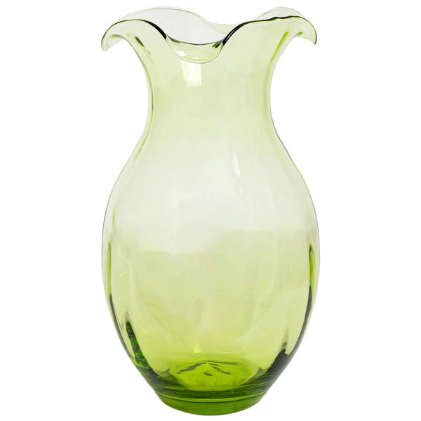 Hibiscus Glass Fluted Vase - Green