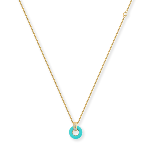 Lifesaver Turquoise Chip with Zirconia Necklace
