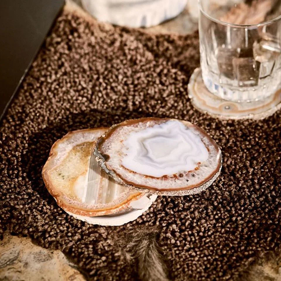 Lumino Coasters, Sand Agate & Gold, Set of 4