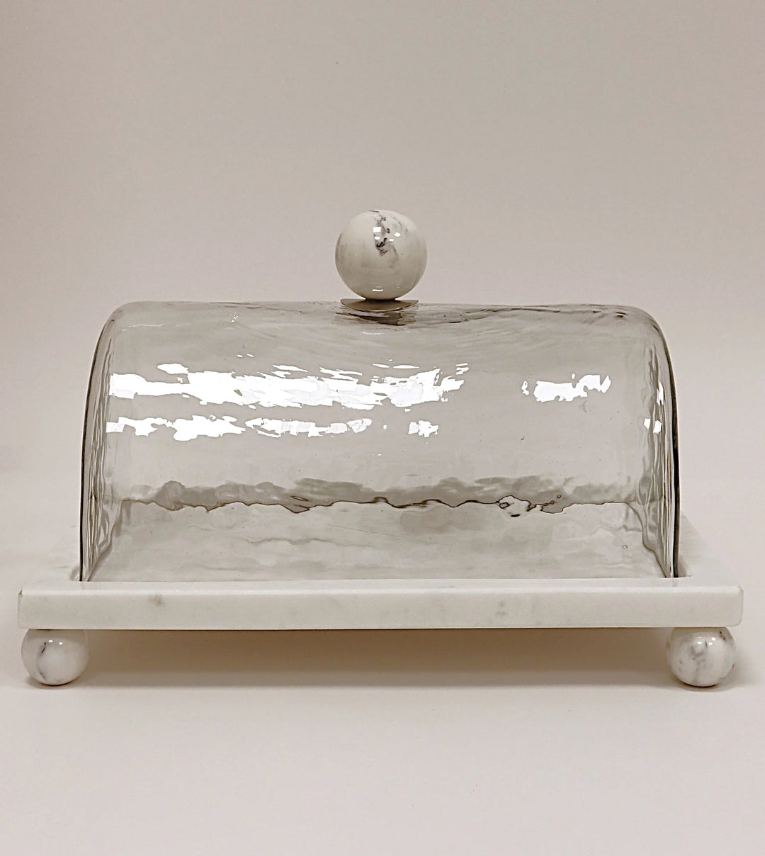 Marble Cake Plater with Glass Cover