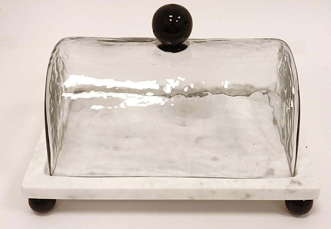 Marble Cake Plater with Glass Cover