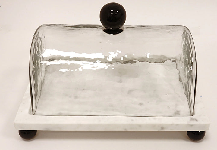 Marble Cake Plater with Glass Cover