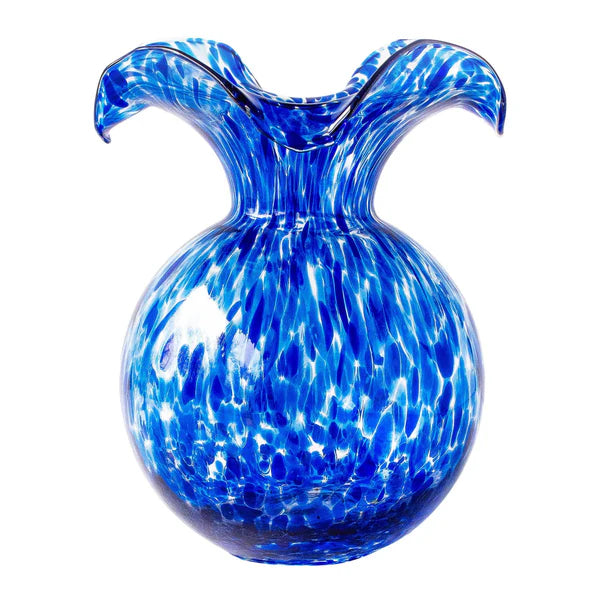 Hibiscus Glass Fluted Vase - Cobalt Tortoiseshell