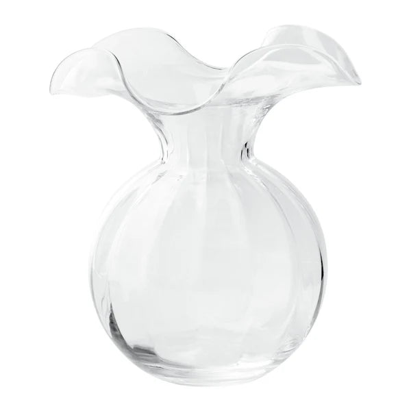 Hibiscus Glass Fluted Vase - Clear