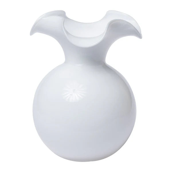 Hibiscus Glass Fluted Vase - White