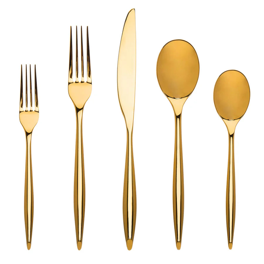 Milano Mirrored Gold 18/10 Stainless Steel 20 Piece Flatware Set, Service For 4