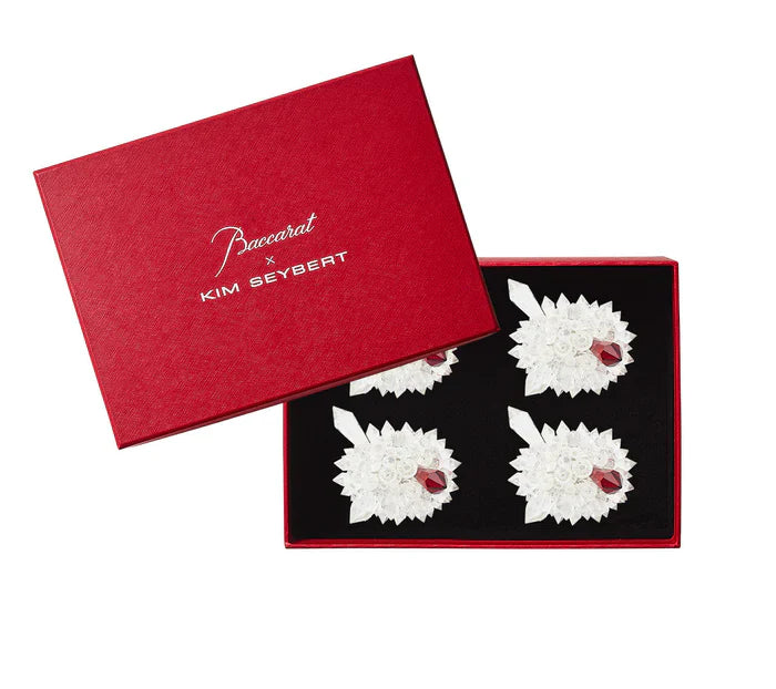 Baccarat x Kim Seybert Zénith Napkin Ring in Crystal, Set of 4 in a Gift Box
