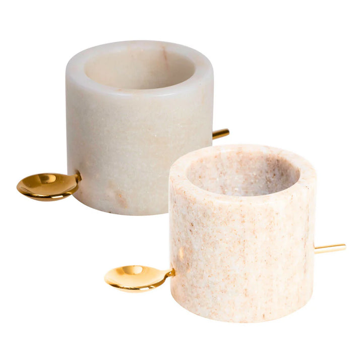 Pacha Marble Salt & Pepper Cellar Set