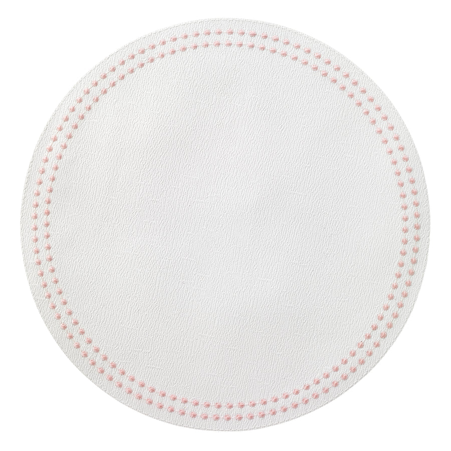 Pearls 15-Inch Round Embroidered Placemats Set of 4