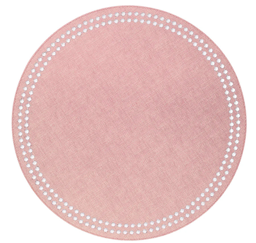 Pearls 15-Inch Round Embroidered Placemats Set of 4