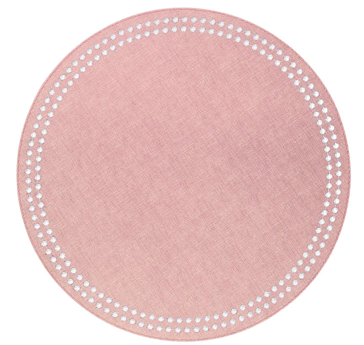 Pearls 15-Inch Round Embroidered Placemats Set of 4