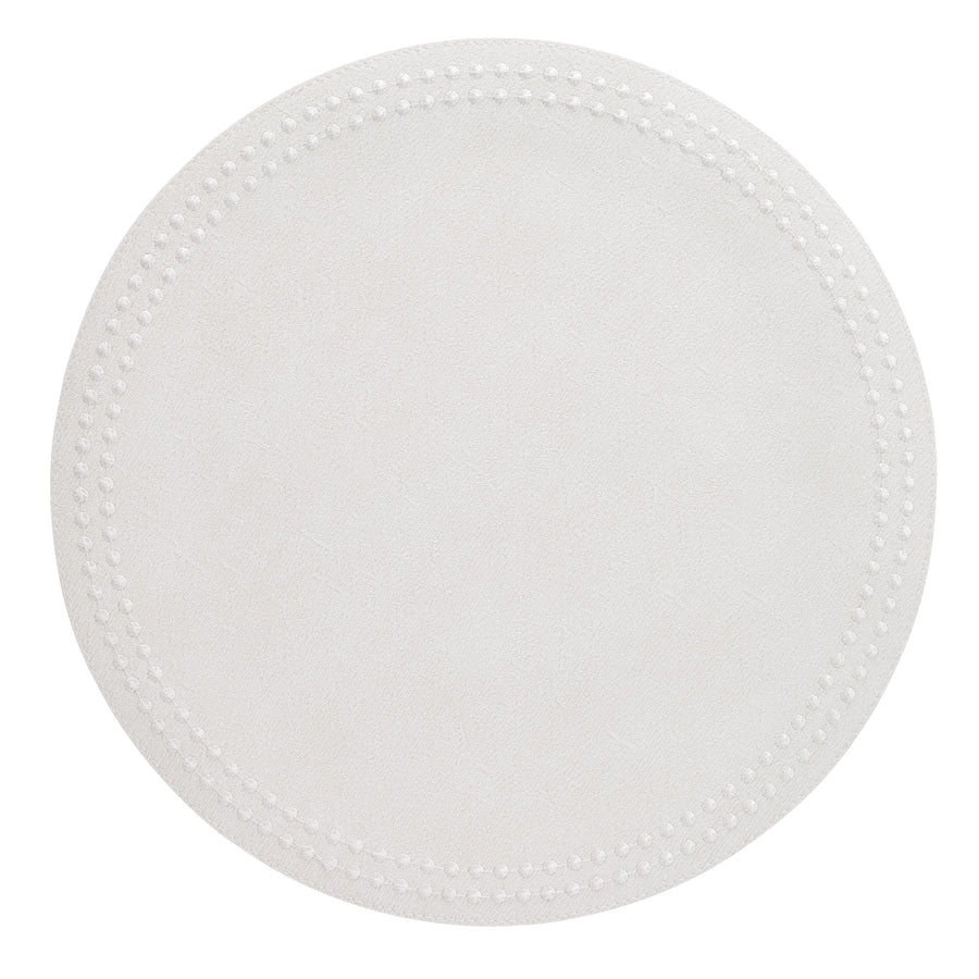 Pearls 15-Inch Round Embroidered Placemats Set of 4