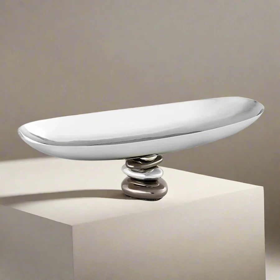 Pebble Gunmetal Oval Serving Bowl