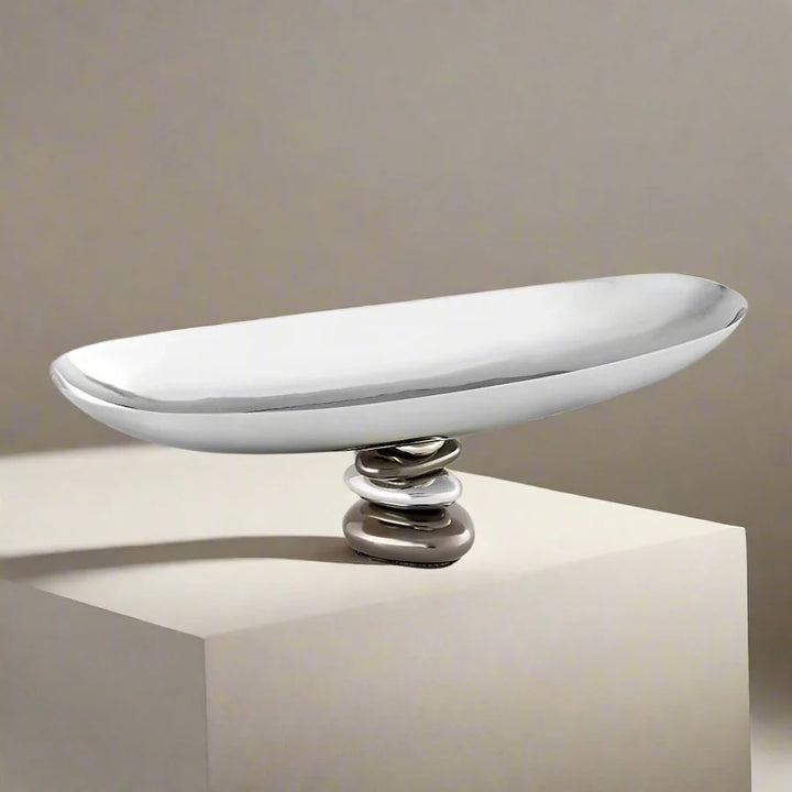 Pebble Gunmetal Oval Serving Bowl