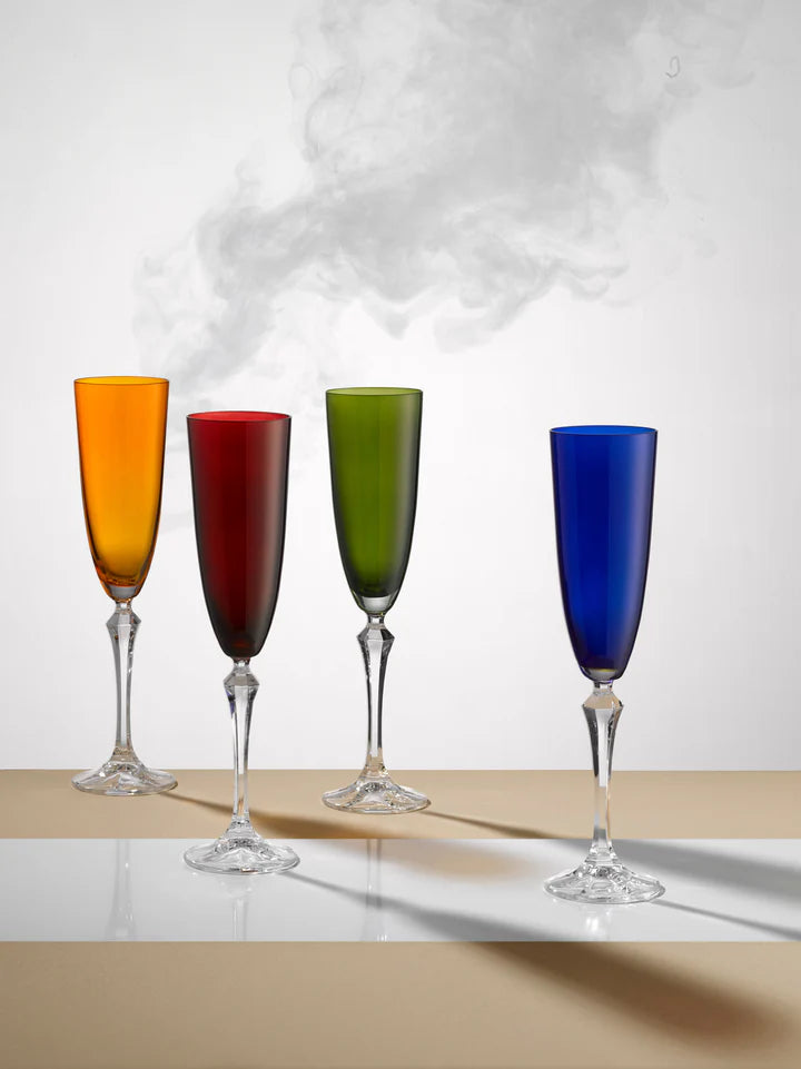 Vivid Champagne Flute, Blue, 7 oz. Set of 4
