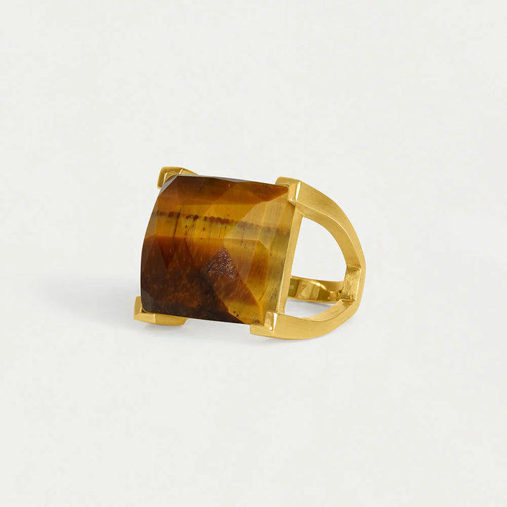 Plaza Ring Tiger Eye Faceted Size 7
