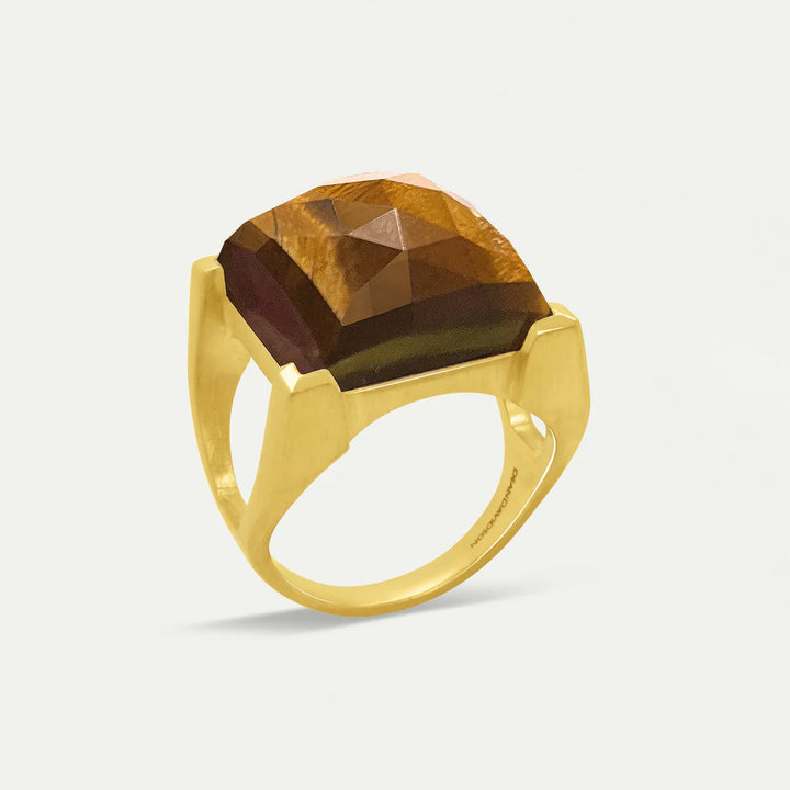 Plaza Ring Tiger Eye Faceted Size 7