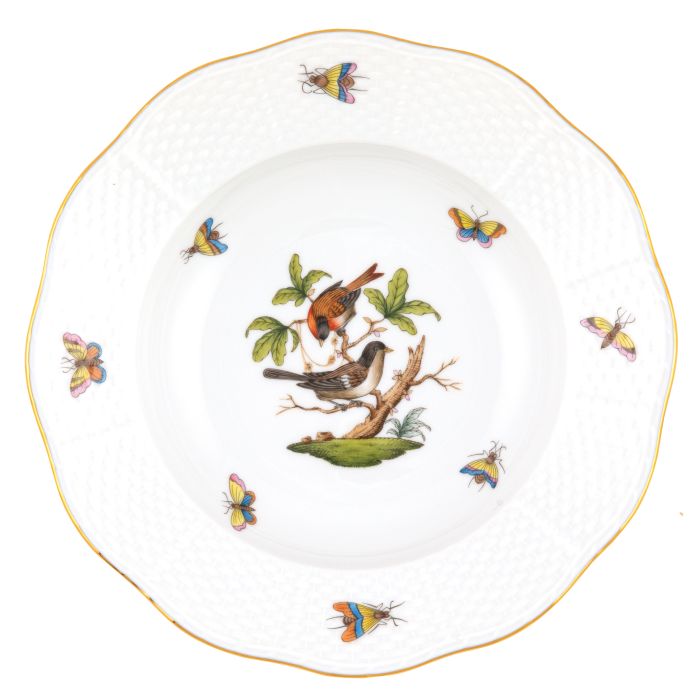 Rothschild Bird Multicolor Rim Soup Plate Motif-5