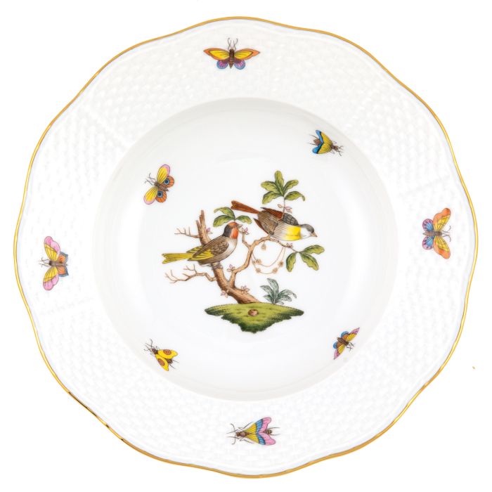 Rothschild Bird Multicolor Rim Soup Plate Motif-11