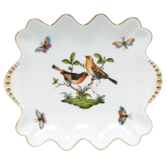 Rothschild Bird Multicolor Small Dish with Pearls