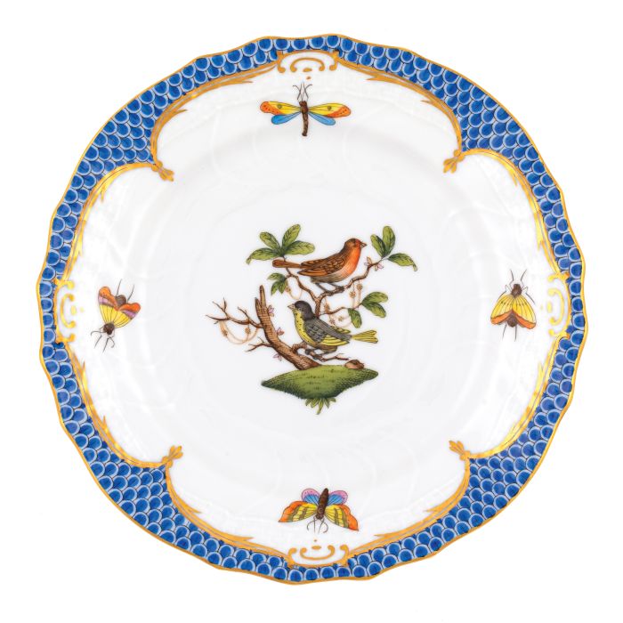 Rothschild Bird Blue Border Multicolor Bread and Butter Plate Motif 1