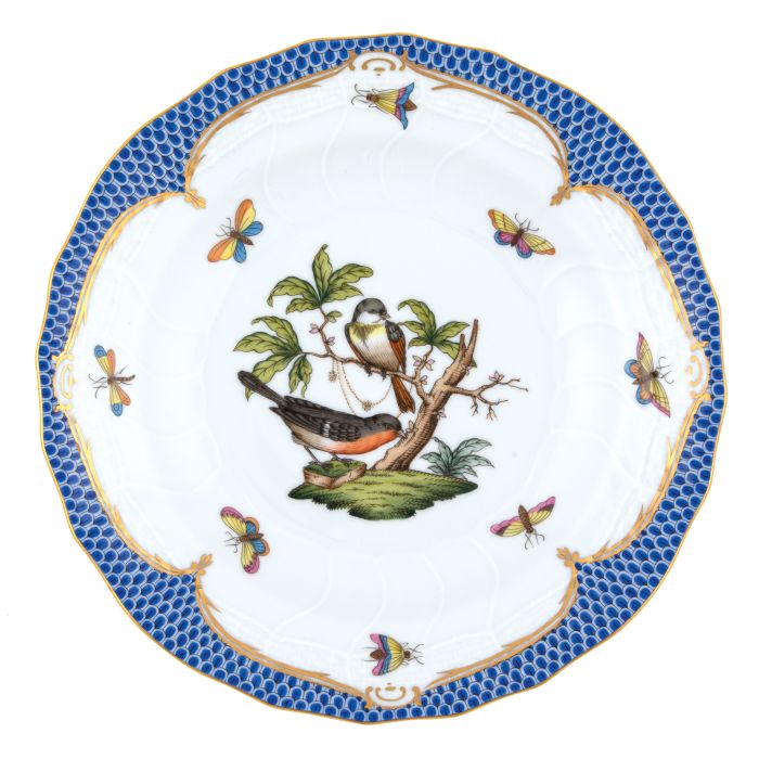 Rothschild Bird Multicolor (Blue Border) Dessert Plate