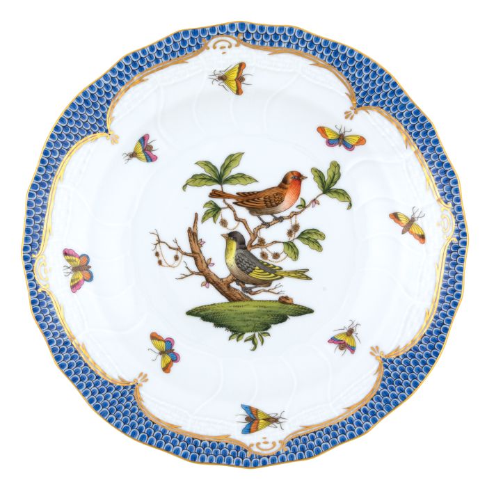 Rothschild Bird Multicolor (Blue Border) Dessert Plate