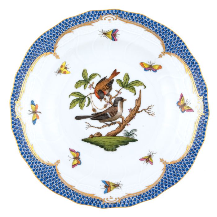 Rothschild Bird Multicolor (Blue Border) Dessert Plate