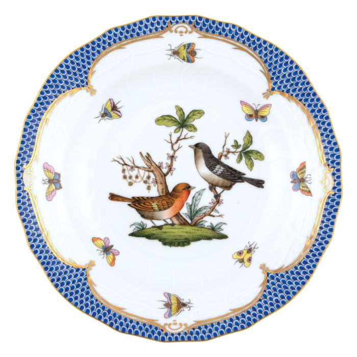 Rothschild Bird Multicolor (Blue Border) Dessert Plate