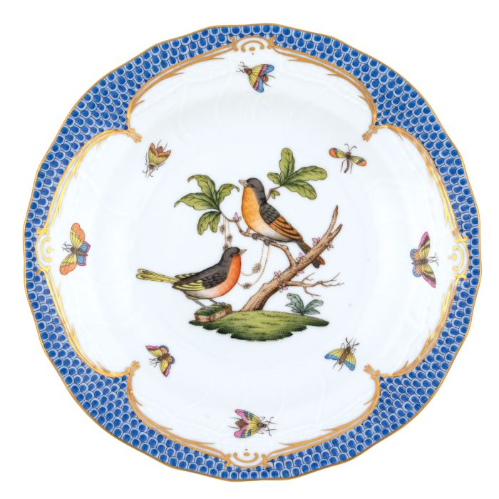 Rothschild Bird Multicolor (Blue Border) Dessert Plate