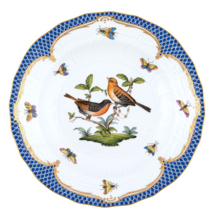 Rothschild Bird Multicolor (Blue Border) Dessert Plate