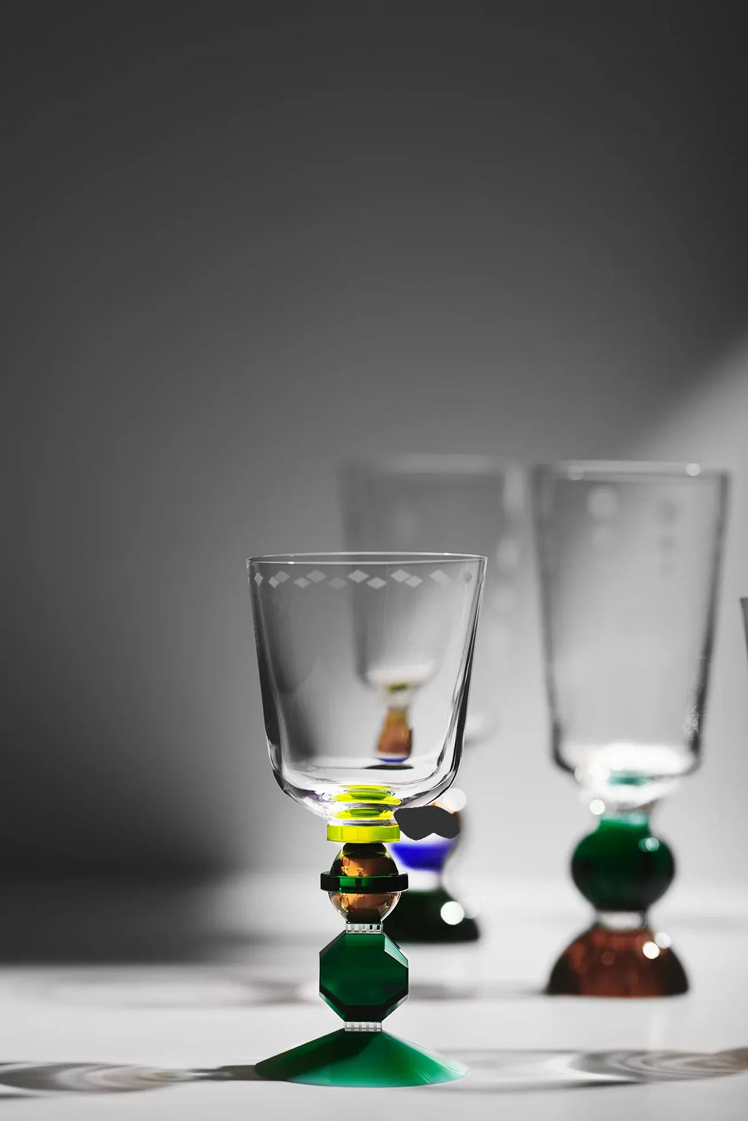 Mayfair Short Crystal Glass (Clear/Emerald/Brown/Mint/Bright Yellow) - Set of 2