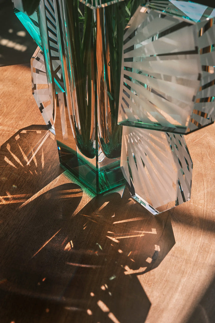 Claire Vase Clear/ Deep Green