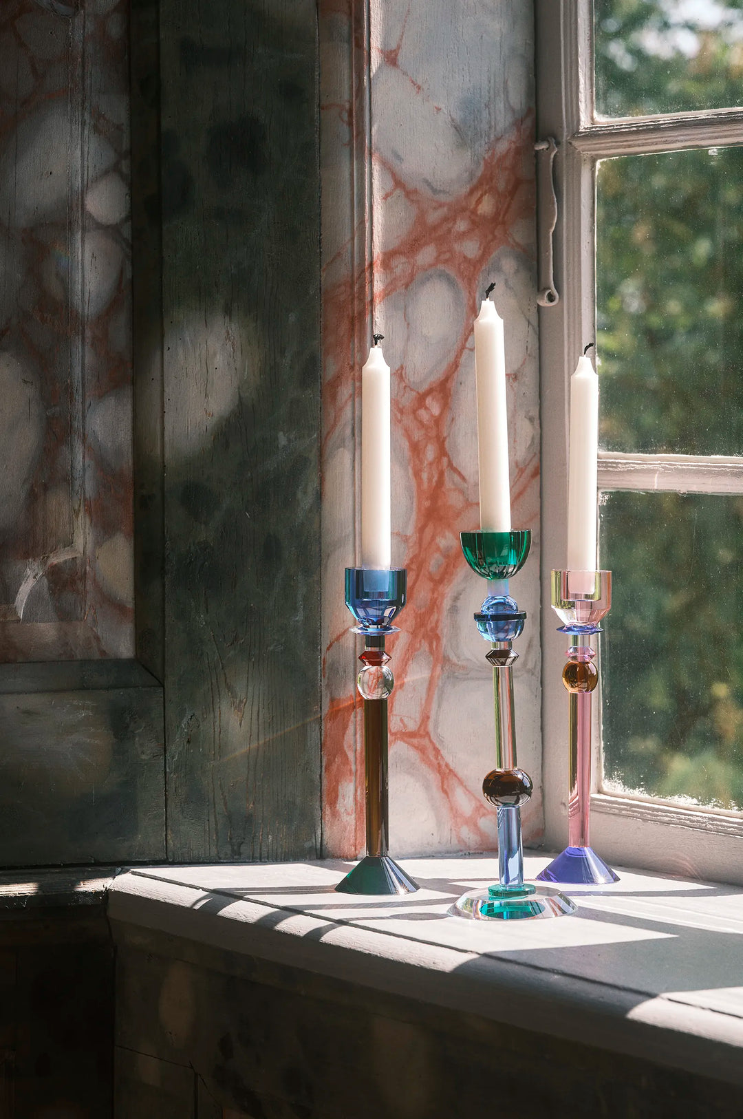 Helene Candle Holder Blue/Clear/Black/ Red/Brown/Teal