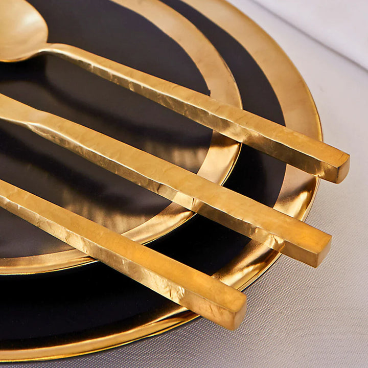 Rustic Mirrored Gold 18/10 Stainless Steel 20 Piece Flatware Set, Service For 4