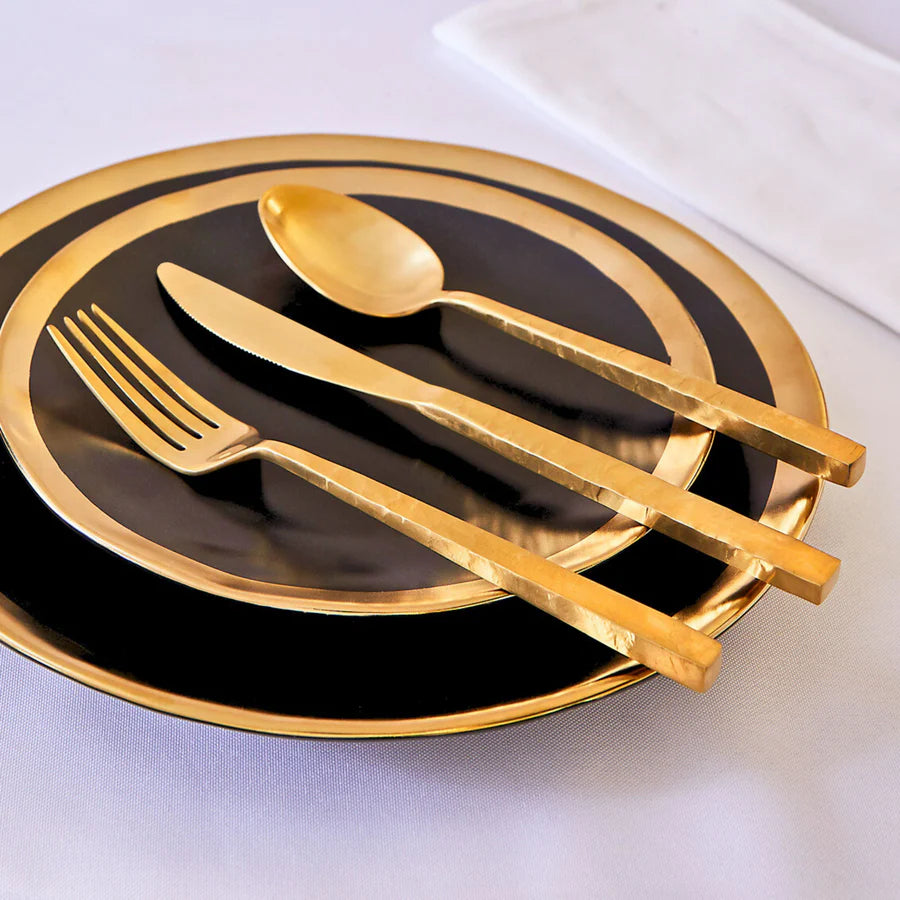 Rustic Mirrored Gold 18/10 Stainless Steel 20 Piece Flatware Set, Service For 4