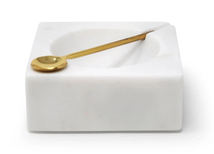 Marble Salt Dish with Spoon