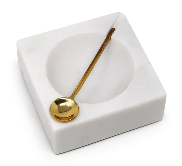 Marble Salt Dish with Spoon