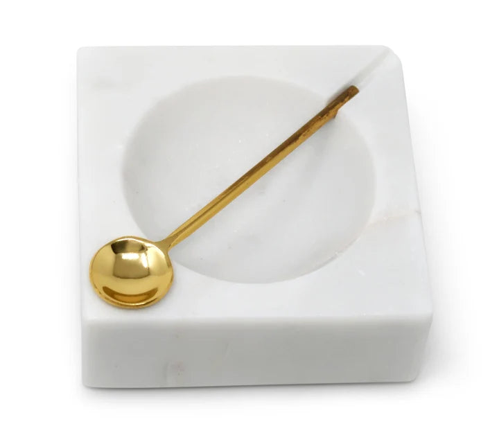 Marble Salt Dish with Spoon