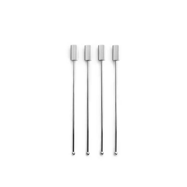Striations Drink Stirrers, Silver, Set of 4