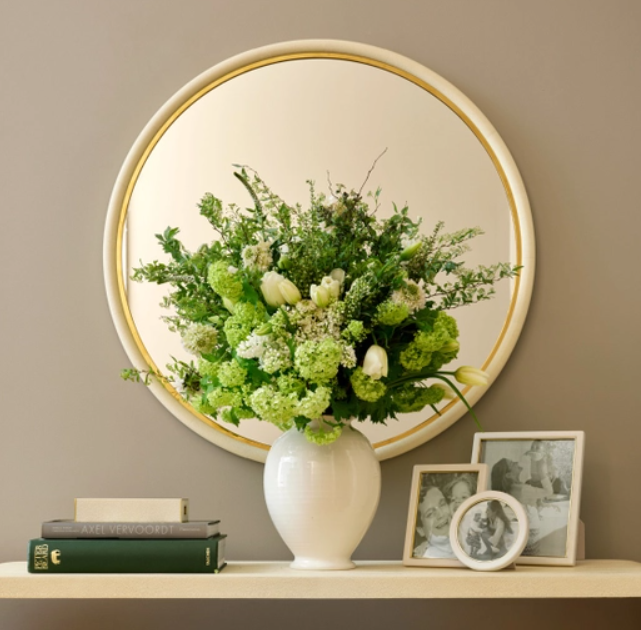 Piero Leather Frame, Shadow White- Round