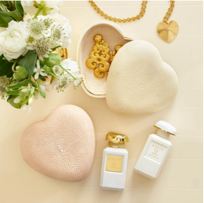 Shagreen Heart Box, Blush