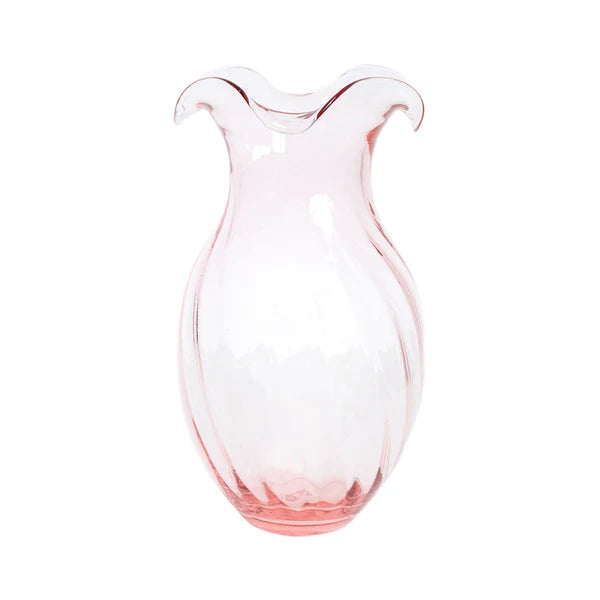 Hibiscus Glass Fluted Vase - Pink