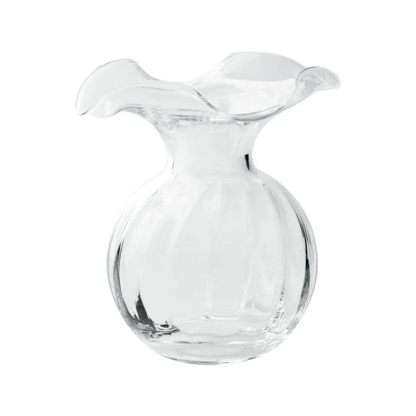 Hibiscus Glass Fluted Vase - Clear