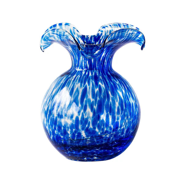 Hibiscus Glass Fluted Vase - Cobalt Tortoiseshell